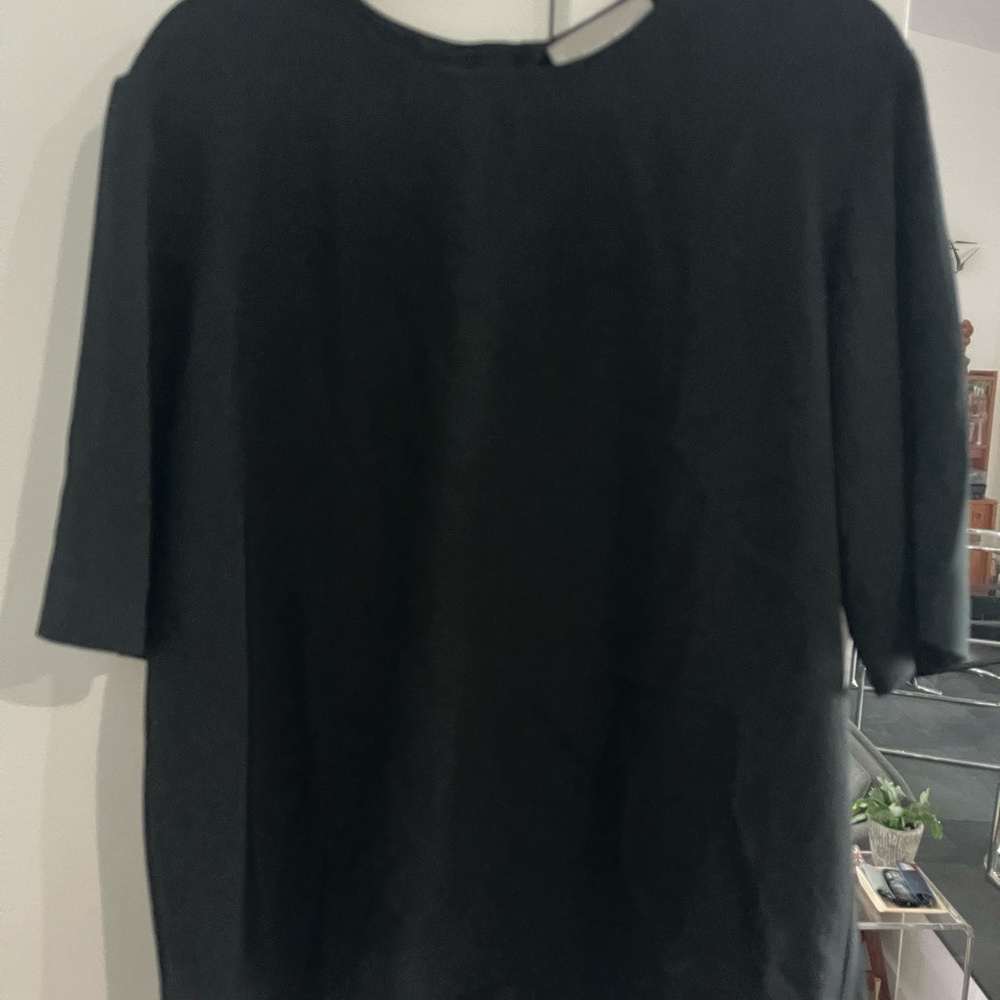 Everlane Japanese Go Weave Black Boxy Short Sleeve zip back Tee size 10 - Picture 3 of 5